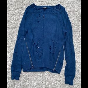 Navy distressed sweater